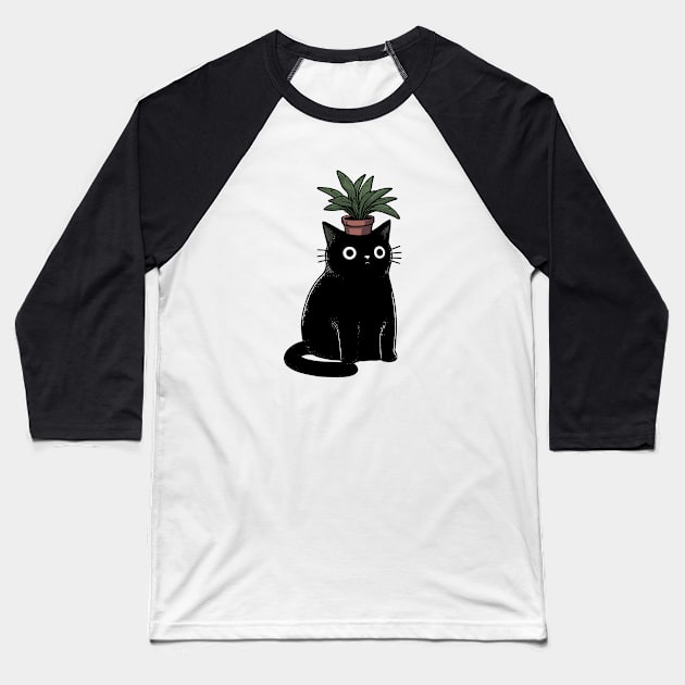 Cat Plant Head Baseball T-Shirt by katzura